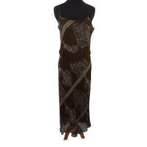 MAXI CAMI MED DRESS LINED RUFFLES PAISLEY BILLOW